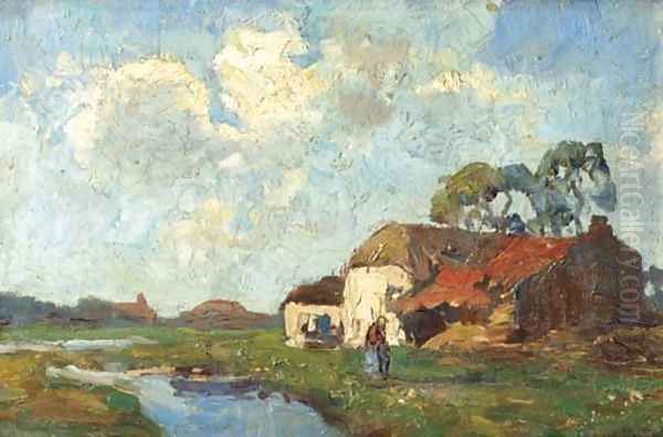 A polder landscape Oil Painting by Charles Dankmeijer