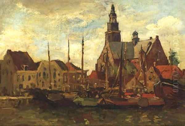 View of the Grote kerk, Maassluis Oil Painting by Charles Dankmeijer