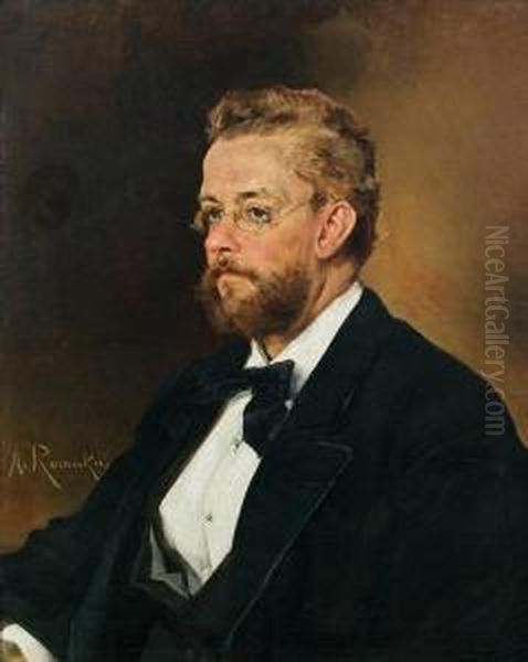 Dr. Karl Freiherr Von Rokitansky Oil Painting by Anton Romako