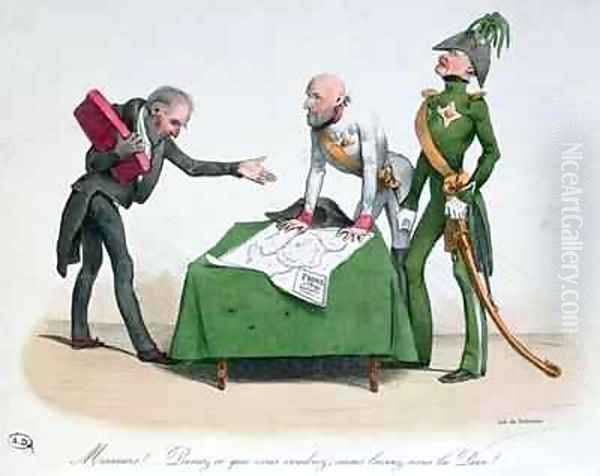 Caricature of the Congress of Vienna 1814-15 Oil Painting by Delaunois