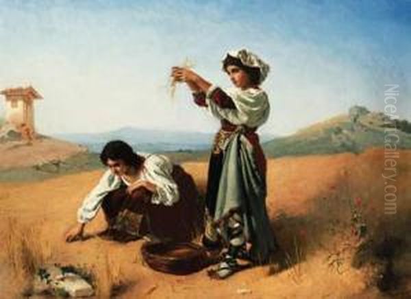 The Gleaners Oil Painting by Anton Romako