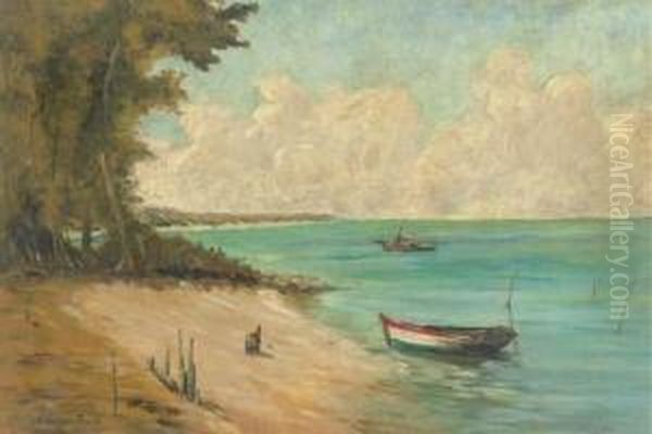 Paisaje Con Bote by Leopoldo Romanach