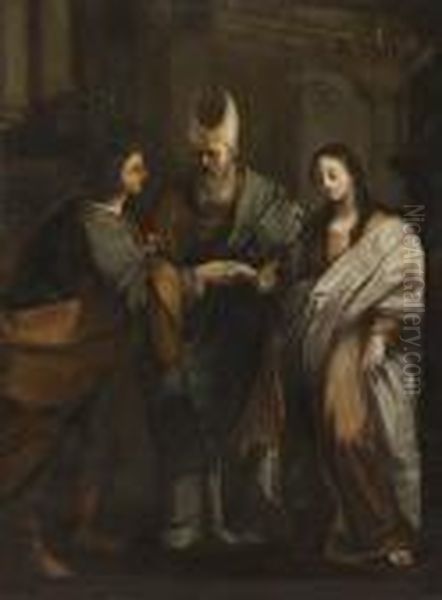 Vermahlung Maria (sposalizio) Oil Painting by Giovanni Francesco Romanelli