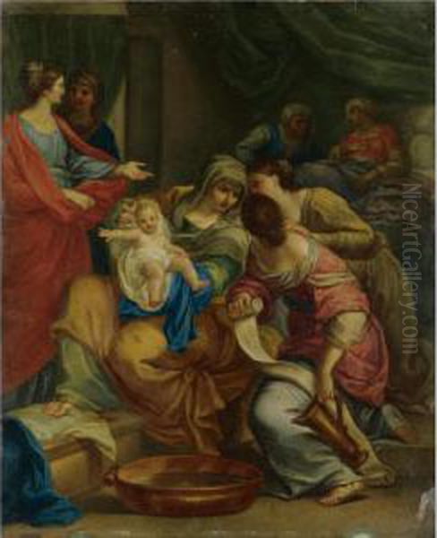 The Birth Of St. John The Baptist Oil Painting by Giovanni Francesco Romanelli