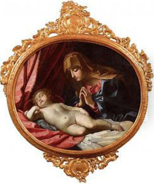 Madonna Col Bambino Oil Painting by Giovanni Francesco Romanelli