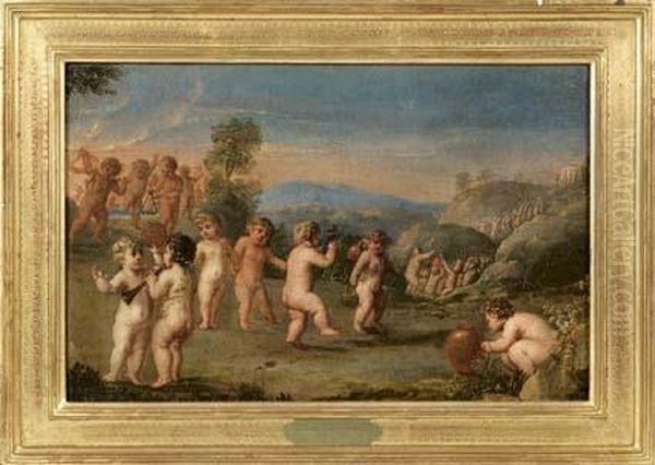 Corteo Di Putti Oil Painting by Ettore Romano