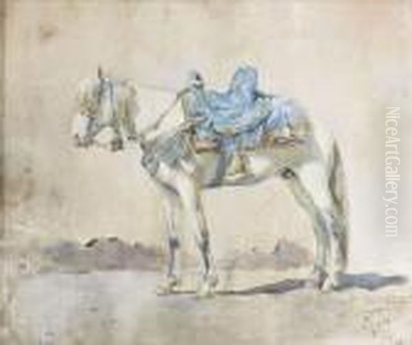  Cheval De Profil  Oil Painting by Maurice Romberg De Vaucorbeil