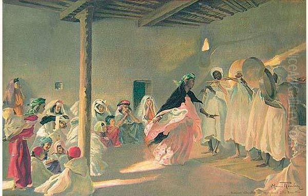 Danses Rituelles Au Marabout Oil Painting by Maurice Romberg De Vaucorbeil