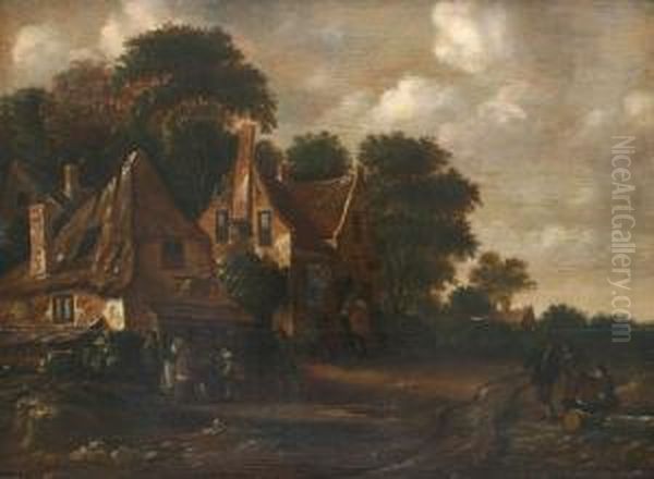 Dutch Village Scene With
Figures Oil Painting by Salomon Rombouts