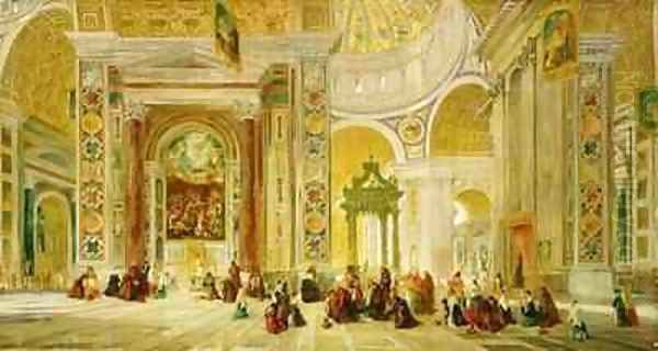 Interior of St Peters Rome Oil Painting by John Scarlett Davis