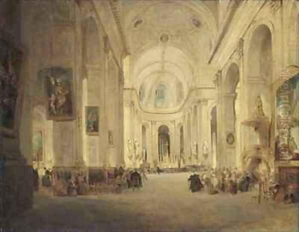 Interior of St Sulpice Paris Oil Painting by John Scarlett Davis