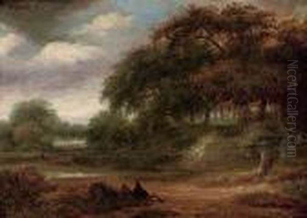 A Wooded River Landscape Oil Painting by Salomon Rombouts