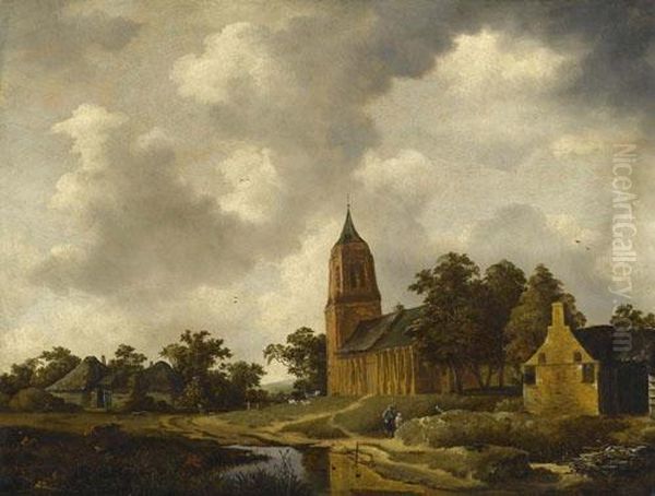 Landschaft Mit Kirche. Oil Painting by Salomon Rombouts