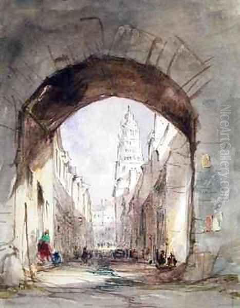 Street Scene in Calais Oil Painting by John Scarlett Davis