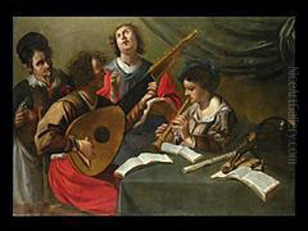 Musizierende Gesellschaft Oil Painting by Salomon Rombouts