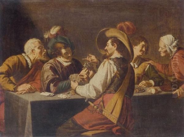 Card Players Oil Painting by Salomon Rombouts