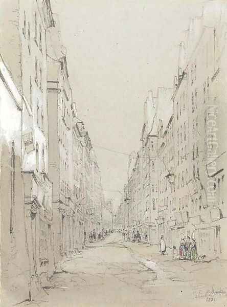 Rue Saint Martin, Paris Oil Painting by John Scarlett Davis