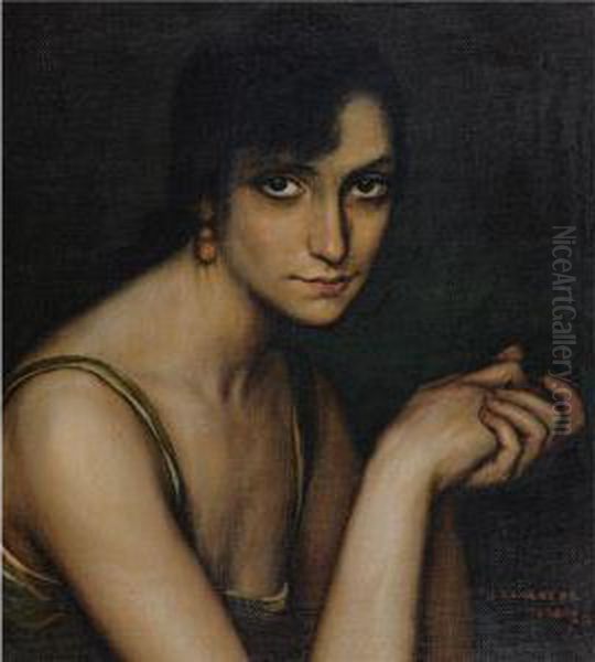 Julita Cerda Oil Painting by Julio Romero De Torres