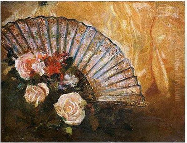 Abanico Yflores Oil Painting by Julio Romero De Torres