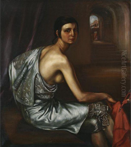 La Nina Torera (the Torero Girl) Oil Painting by Julio Romero De Torres