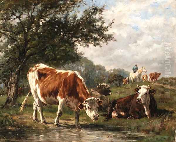 Vaches dans un prairie Oil Painting by Marie Dieterle