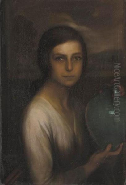 La Nina De Cordoba (the Girl From Cordoba) Oil Painting by Julio Romero De Torres