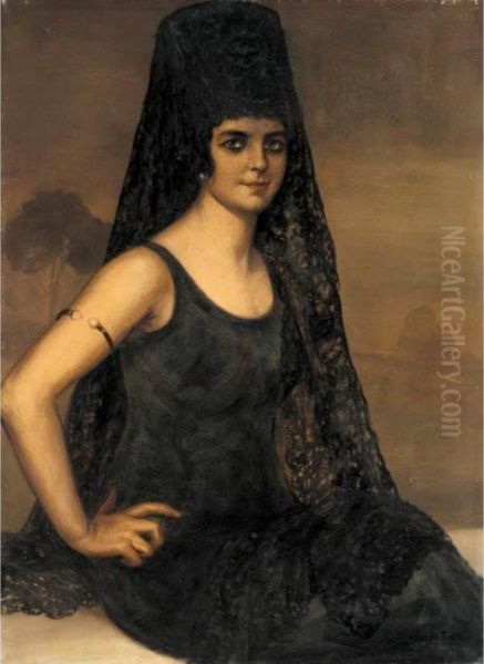 Pastora Imperio (a Portrait Of Pastora Imperio) Oil Painting by Julio Romero De Torres