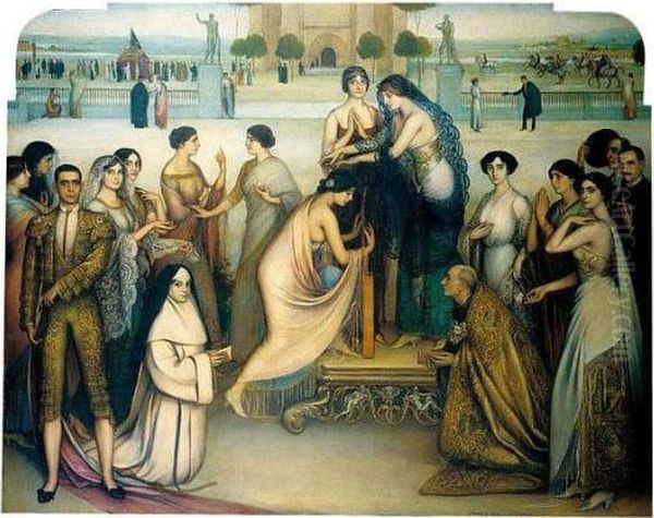 La Consagracion De La Copla Oil Painting by Julio Romero De Torres