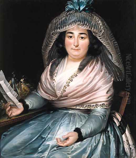 Portrait of Adriana Johanna de Pineda, nee van Lodestein (1752-after 1798) Oil Painting by Nicolas Joseph Delin