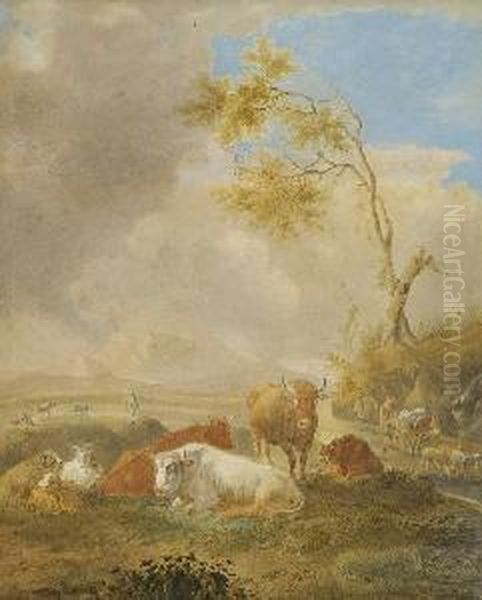 Hirten Mit Vieh Auf Der
 Weide. Oil Painting by Willem Romeyn