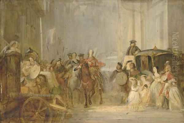 The entrance of Prince Charles Edward Stuart (1720-1788) to Edinburgh sketch Oil Painting by Thomas Duncan