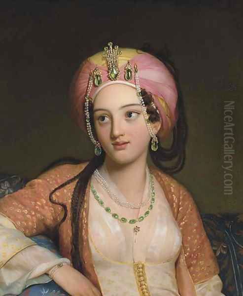 Roxane in Jean-Baptiste Racine's Bajazet Oil Painting by Eugene Francois Marie Joseph Deveria