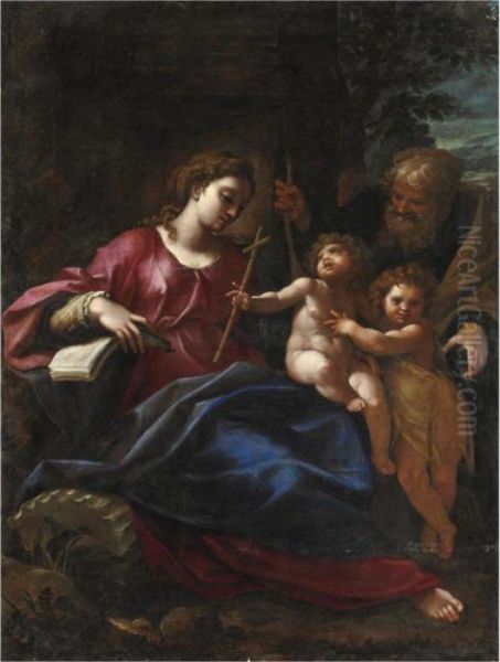 Sacra Famiglia Con San Giovannino Oil Painting by Cristoforo Pomarancio (Roncalli)