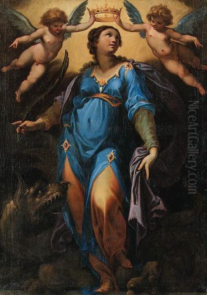 The Coronation Of Saint Margaret Of Antioch Oil Painting by Cristoforo Pomarancio (Roncalli)