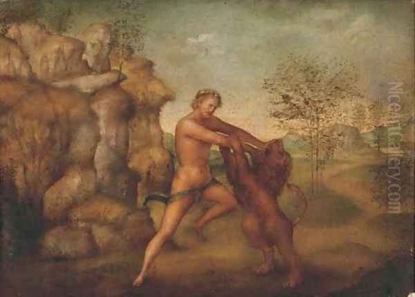 Hercules and the Nemean Lion Oil Painting by Jacopo Torni, Dell'Indaco