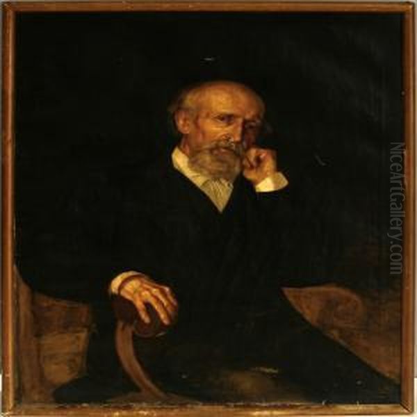 Elderly Gentleman Sitting In An Armchair Oil Painting by Emmery Rondahl