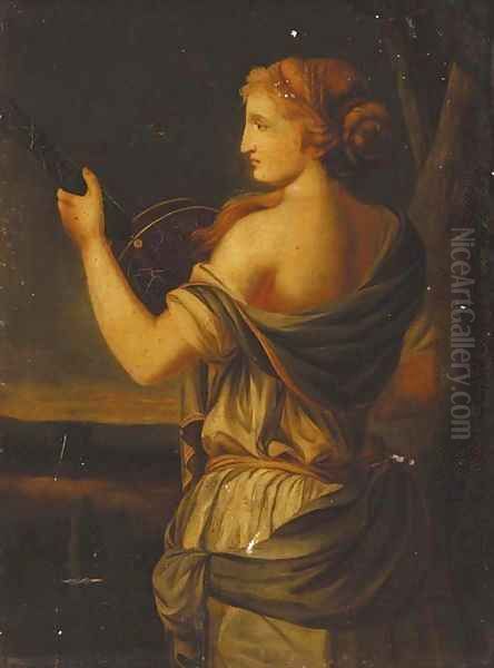 A personification of music Oil Painting by Jacques (Le Romain) Dumont