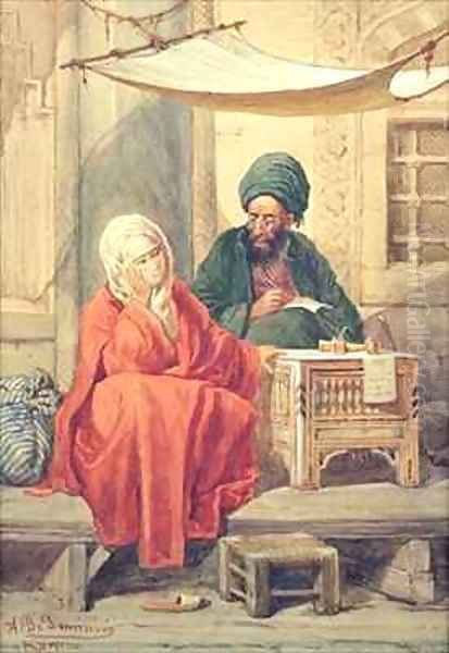 The Ottoman Scribe Oil Painting by Antonio de Dominici