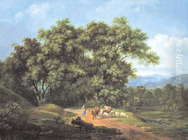 Al Pascolo Oil Painting by Pietro Ronzoni