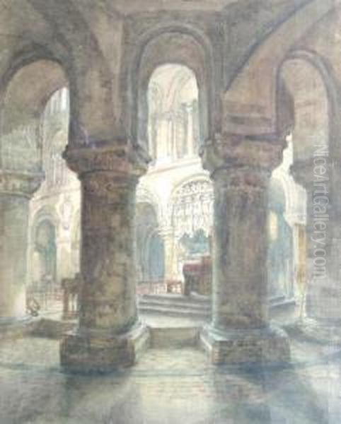 'interior, St Bartholemew's, Smithfield, London Oil Painting by Thomas Matthew Rooke