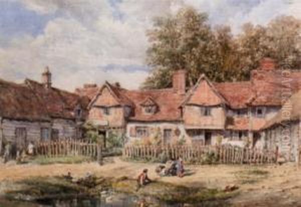 Cottages, Redcoats Green, 
Hertfordshire; Derelict Stables, Redcoats Green, Hertfordshire, A Pair Oil Painting by Thomas Matthew Rooke