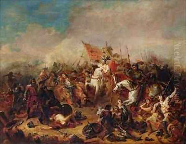 The Battle of Hastings in 1066 Oil Painting by Francois Hippolyte Debon