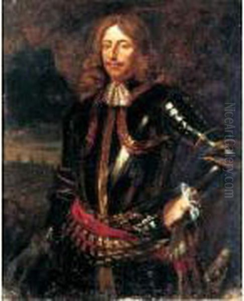 Portrait D'homme A La Cuirasse Oil Painting by Jan I Roos