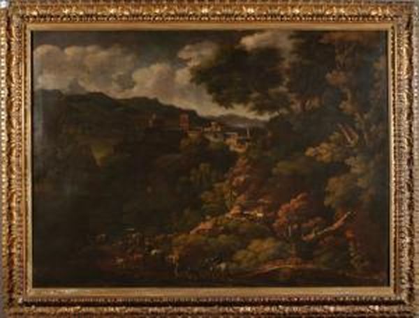 Paesaggio Laziale Con Armenti Oil Painting by Johann Melchior Roos