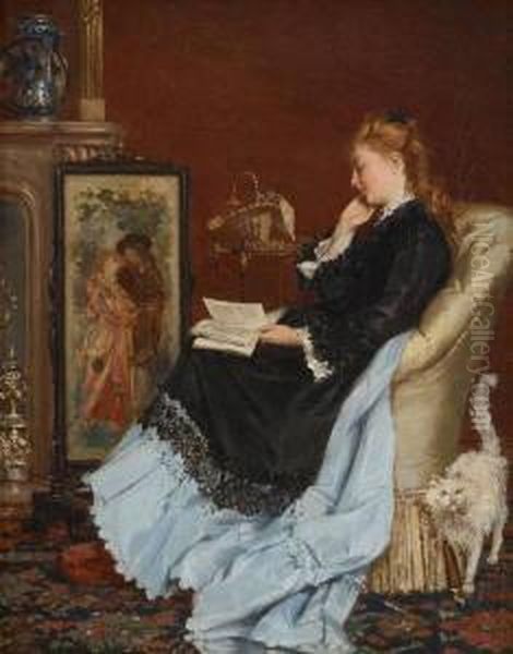 Le Lecture Interrompue Oil Painting by Albert Roosenboon