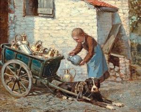 The Milk Cart Oil Painting by Albert Roosenboon