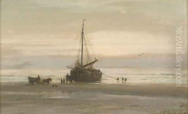 Bringing in the catch Oil Painting by Johannes Josephus Destree