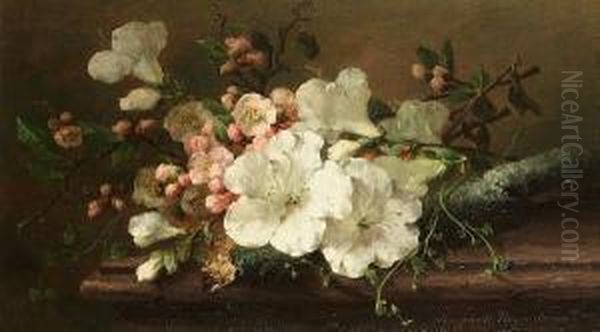 Still Life With Blossom Oil Painting by Margaretha Roosenboom