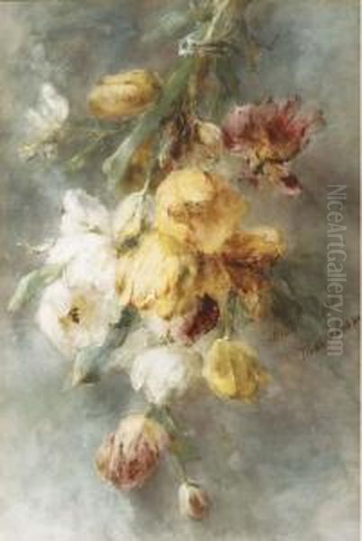 A Swag Of Tulips Oil Painting by Margaretha Roosenboom