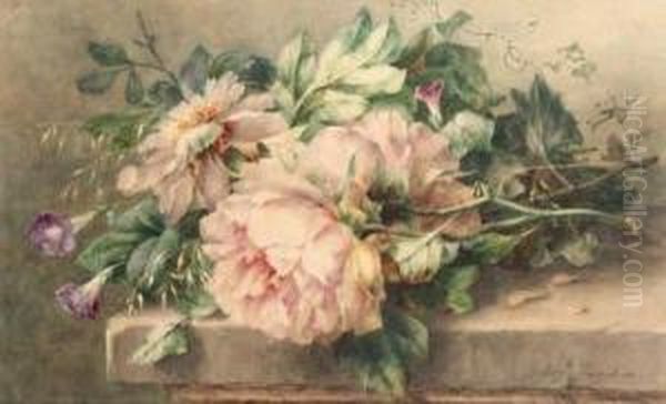 A Still Life With Peonies And Morning Glory Oil Painting by Margaretha Roosenboom